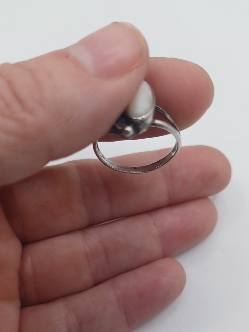 Sterling Silver Southwestern Design Oval Mother of Pearl Women's Ring Sz 7 - Picture 7 of 8